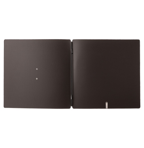 Porta Menu QUADRATO (23x23,1 cm) etichetta METAL "menu" solo elastico nero CHEF MARRONE