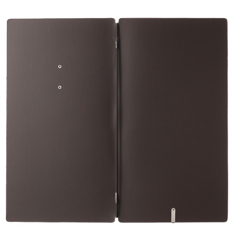 Porta Menu A4 SLIM (17,4x31,8 cm) etichetta METAL "personalizzata" (minimo 18 pezzi) solo elastico nero CHEF MARRONE