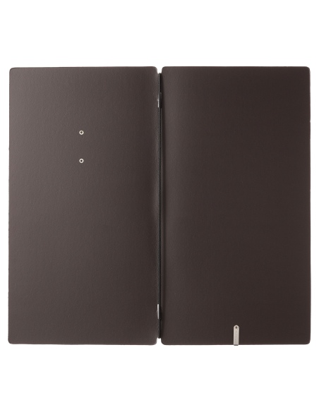 Porta Menu A4 SLIM (17,4x31,8 cm) etichetta METAL "personalizzata" (minimo 18 pezzi) solo elastico nero CHEF MARRONE
