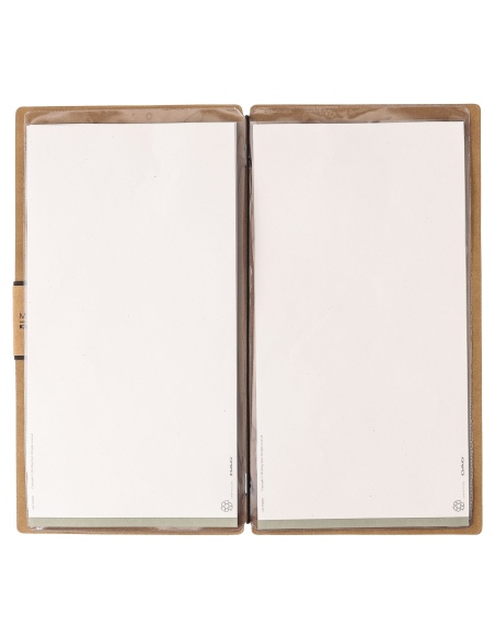 Porta Menu A4 SLIM (17,4x31,8 cm) etichetta PATCH "menu" 2 buste (4 facciate) elastico nero ECOMENU NATURALE sp. 0.6