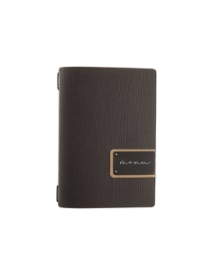 Porta Menu A5 (16,5x23,1 cm) etichetta PATCH "personalizzata" (minimo 18 pezzi) solo elastico nero CHEF MARRONE