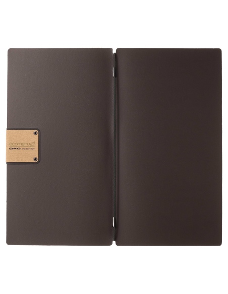 Porta Menu A4 SLIM (17,4x31,8 cm) etichetta PATCH "menu" solo elastico nero CHEF MARRONE