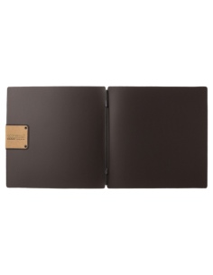 Porta Menu QUADRATO (23x23,1 cm) etichetta PATCH "menu" solo elastico nero CHEF MARRONE 2