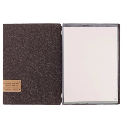 Porta Menu A4 (23,2x31,8 cm) etichetta PATCH "personalizzata" (minimo 18 pezzi) 2 buste (4 facciate) elastico nero GO-GREEN MARR