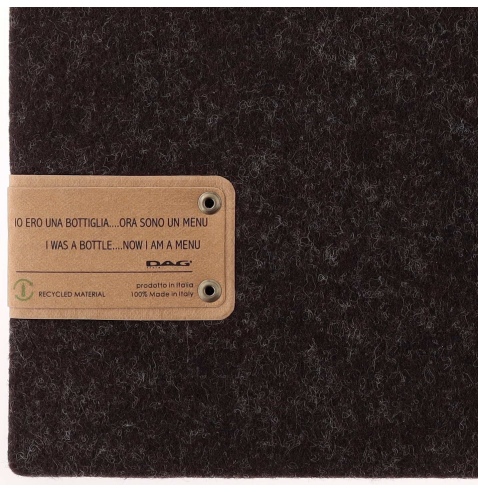 Porta Menu A4 (23,2x31,8 cm) etichetta PATCH "personalizzata" (minimo 18 pezzi) 2 buste (4 facciate) elastico nero GO-GREEN MARR