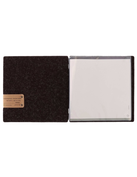 Porta Menu QUADRATO (23x23,1 cm) etichetta PATCH "personalizzata" (minimo 18 pezzi) 2 buste (4 facciate) elastico nero GO-GREEN 