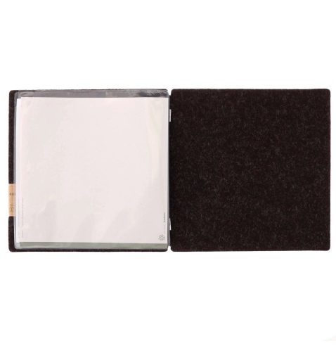 Porta Menu QUADRATO (23x23,1 cm) etichetta PATCH "personalizzata" (minimo 18 pezzi) 2 buste (4 facciate) elastico nero GO-GREEN 