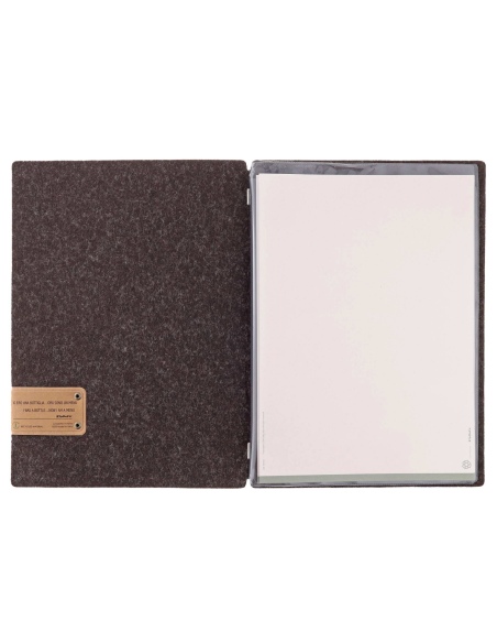 Porta Menu A4 (23,2x31,8 cm) etichetta PATCH "menu" 2 buste (4 facciate) elastico nero GO-GREEN MARRONE