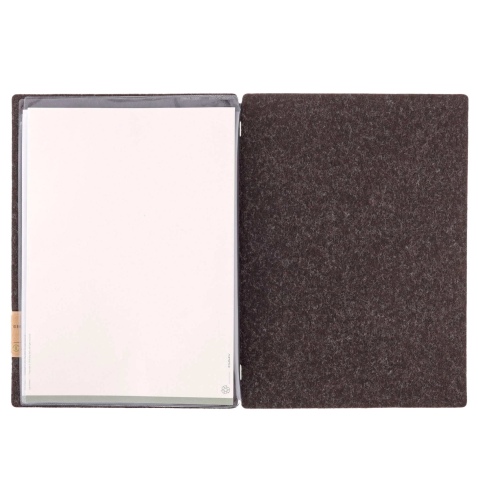 Porta Menu A4 (23,2x31,8 cm) etichetta PATCH "menu" 2 buste (4 facciate) elastico nero GO-GREEN MARRONE