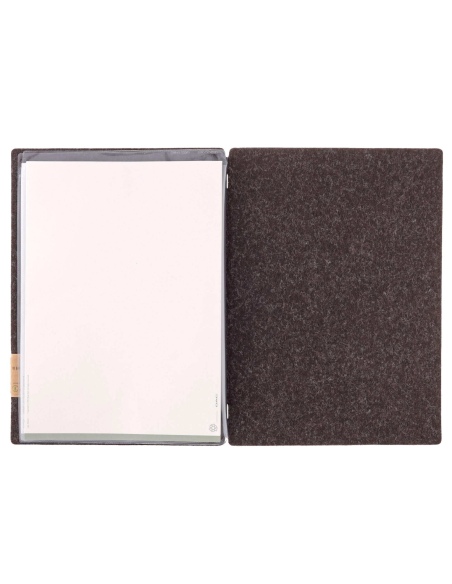 Porta Menu A4 (23,2x31,8 cm) etichetta PATCH "menu" 2 buste (4 facciate) elastico nero GO-GREEN MARRONE