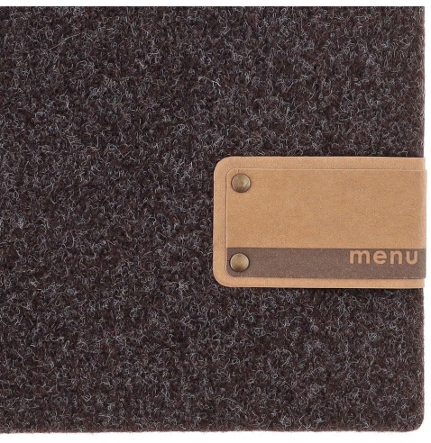 Porta Menu A4 (23,2x31,8 cm) etichetta PATCH "menu" 2 buste (4 facciate) elastico nero GO-GREEN MARRONE