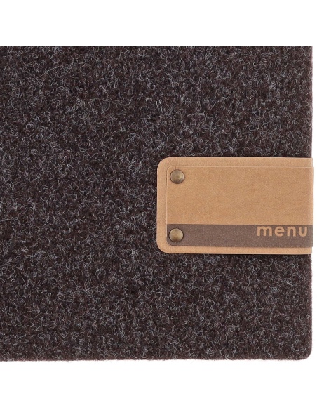 Porta Menu A4 (23,2x31,8 cm) etichetta PATCH "menu" 2 buste (4 facciate) elastico nero GO-GREEN MARRONE