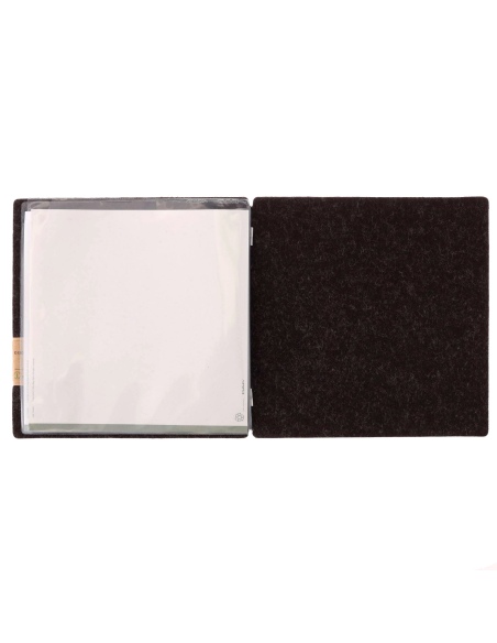 Porta Menu QUADRATO (23x23,1 cm) etichetta PATCH "menu" 2 buste (4 facciate) elastico nero GO-GREEN MARRONE