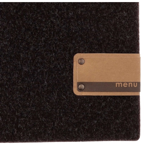 Porta Menu QUADRATO (23x23,1 cm) etichetta PATCH "menu" 2 buste (4 facciate) elastico nero GO-GREEN MARRONE