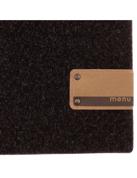 Porta Menu QUADRATO (23x23,1 cm) etichetta PATCH "menu" 2 buste (4 facciate) elastico nero GO-GREEN MARRONE