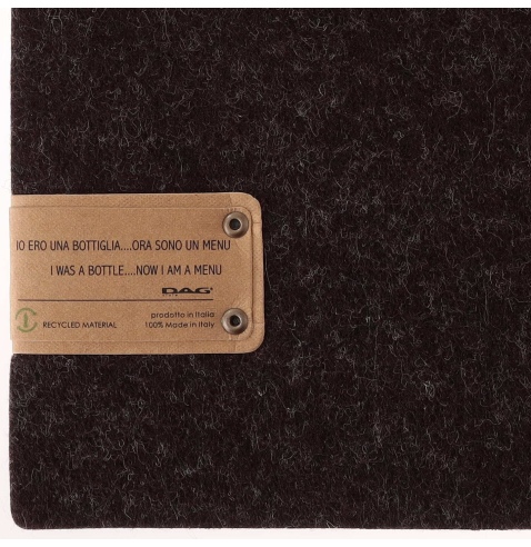 Porta Menu QUADRATO (23x23,1 cm) etichetta PATCH "menu" 2 buste (4 facciate) elastico nero GO-GREEN MARRONE