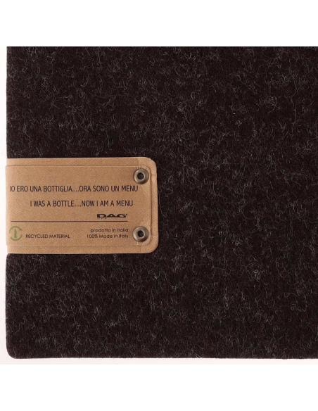 Porta Menu QUADRATO (23x23,1 cm) etichetta PATCH "menu" 2 buste (4 facciate) elastico nero GO-GREEN MARRONE
