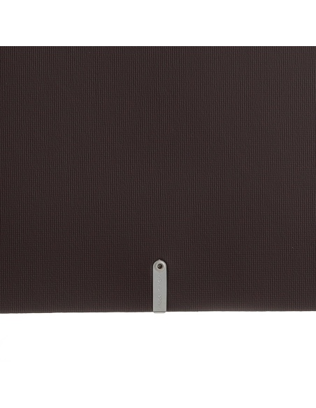 Porta Menu A4 (23,2x31,8 cm) etichetta METAL "personalizzata" (minimo 18 pezzi) 2 buste (4 facciate) elastico rosso JUTA MARRONE