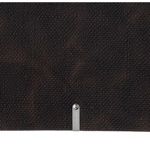 Porta Menu A4 (23,2x31,8 cm) etichetta METAL "personalizzata" (minimo 18 pezzi) 2 buste (4 facciate) elastico rosso JUTA MARRONE