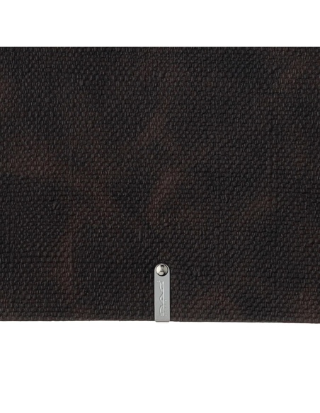 Porta Menu A4 (23,2x31,8 cm) etichetta METAL "personalizzata" (minimo 18 pezzi) 2 buste (4 facciate) elastico rosso JUTA MARRONE