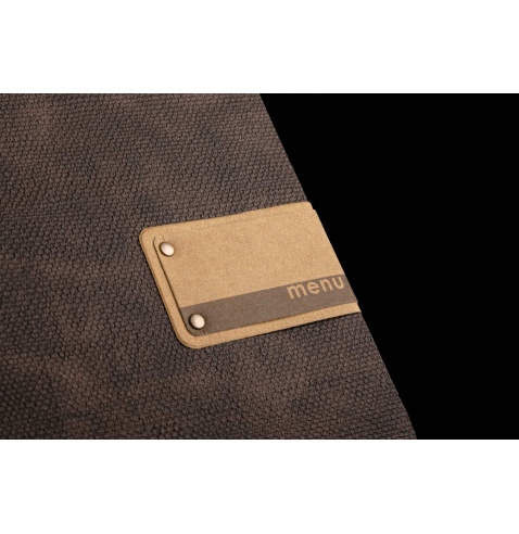 Porta Menu A4 (23,2x31,8 cm) etichetta PATCH "personalizzata" (minimo 18 pezzi) 2 buste (4 facciate) elastico rosso JUTA MARRONE