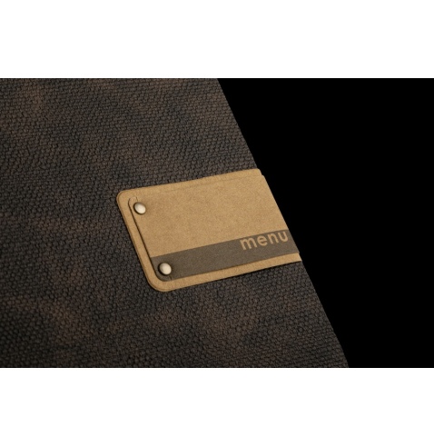 Porta Menu QUADRATO (23x23,1 cm) etichetta PATCH "menu" 2 buste (4 facciate) elastico rosso JUTA MARRONE