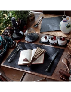 PLACEMATS 45x30 cm single piece CORK BLACK 2