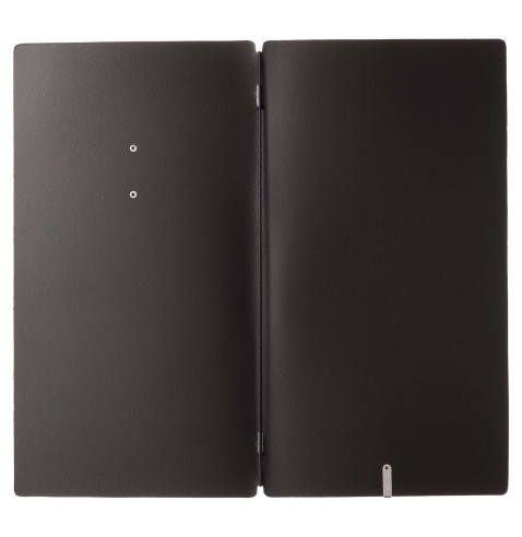 Porta Menu A4 SLIM (17,4x31,8 cm) etichetta METAL "personalizzata" (minimo 18 pezzi) solo elastico nero CHEF NERO