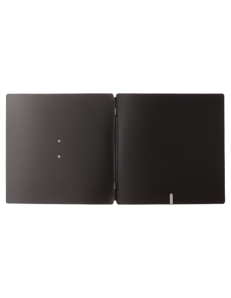 Porta Menu QUADRATO (23x23,1 cm) etichetta METAL "personalizzata" (minimo 18 pezzi) solo elastico nero CHEF NERO