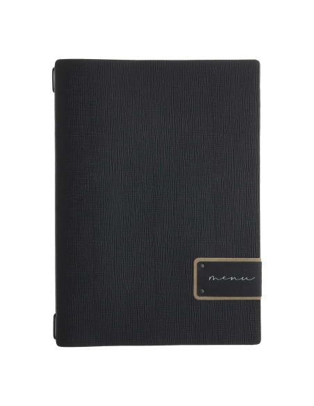 Porta Menu A4 (23,2x31,8 cm) etichetta PATCH "personalizzata" (minimo 18 pezzi) solo elastico nero CHEF NERO
