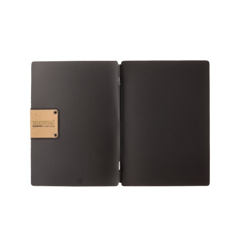 Porta Menu A5 (16,5x23,1 cm) etichetta PATCH "personalizzata" (minimo 18 pezzi) solo elastico nero CHEF NERO