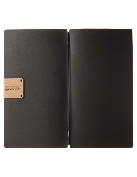 Porta Menu A4 SLIM (17,4x31,8 cm) etichetta PATCH "menu" solo elastico nero CHEF NERO