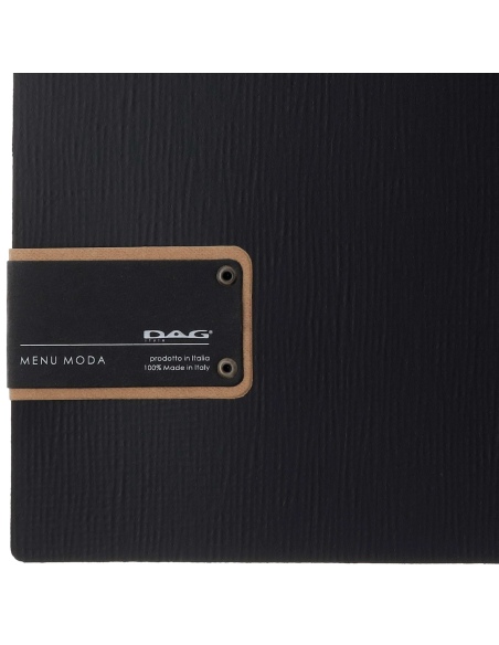 Porta Menu A4 SLIM (17,4x31,8 cm) etichetta PATCH "menu" solo elastico nero CHEF NERO