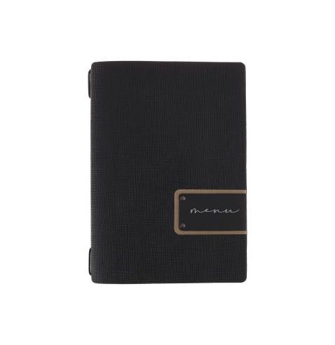 Porta Menu A5 (16,5x23,1 cm) etichetta PATCH "menu" solo elastico nero CHEF NERO