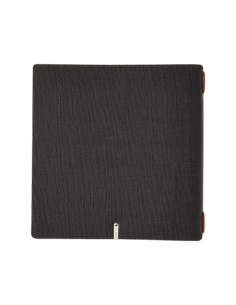 Porta Menu QUADRATO (23x23,1 cm) etichetta METAL "menu" 2 buste (4 facciate) elastico rosso JUTA NERO 2