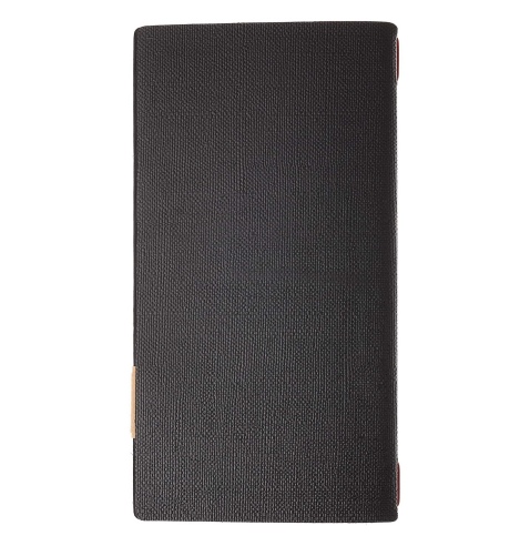 Porta Menu A4 SLIM (17,4x31,8 cm) etichetta PATCH "personalizzata" (minimo 18 pezzi) 2 buste (4 facciate) elastico rosso JUTA NE