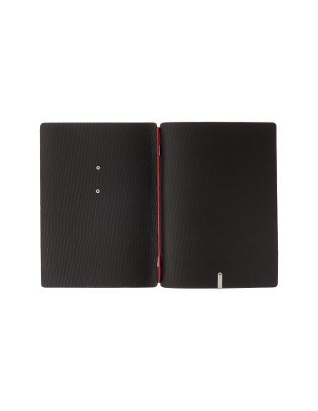 Porta Menu A5 (16,5x23,1 cm) etichetta METAL "personalizzata" (minimo 18 pezzi) solo elastico rosso JUTA NERO