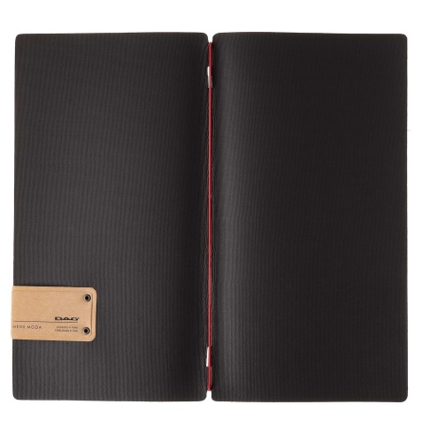 Porta Menu A4 SLIM (17,4x31,8 cm) etichetta PATCH "personalizzata" (minimo 18 pezzi) solo elastico rosso JUTA NERO