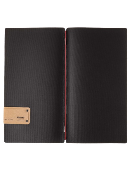 Porta Menu A4 SLIM (17,4x31,8 cm) etichetta PATCH "personalizzata" (minimo 18 pezzi) solo elastico rosso JUTA NERO