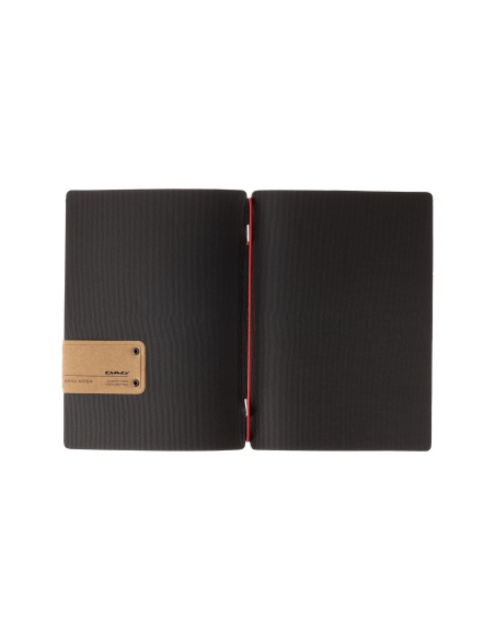 Porta Menu A5 (16,5x23,1 cm) etichetta PATCH "personalizzata" (minimo 18 pezzi) solo elastico rosso JUTA NERO