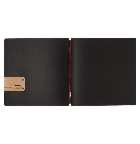 Porta Menu QUADRATO (23x23,1 cm) etichetta PATCH "personalizzata" (minimo 18 pezzi) solo elastico rosso JUTA NERO