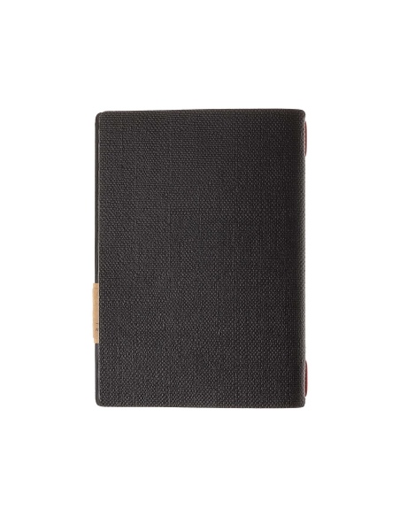 Porta Menu A5 (16,5x23,1 cm) etichetta PATCH "menu" solo elastico rosso JUTA NERO
