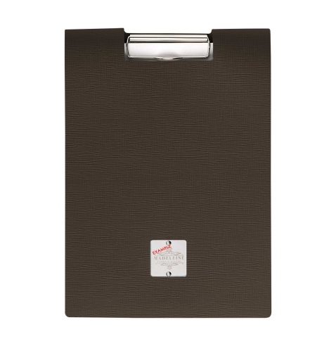 CITY MENU porta menu A4 etichetta METAL "personalizzata" (minimo 18 pezzi) molla ferma fogli CHEF MARRONE