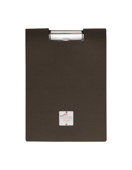 CITY MENU porta menu A4 etichetta METAL "personalizzata" (minimo 18 pezzi) molla ferma fogli CHEF MARRONE