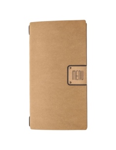 Porta Menu A4 SLIM (17,4x31,8 cm) etichetta PATCH "personalizzata" (minimo 18 pezzi) solo elastico nero ECOMENU NATURALE sp. 0.6