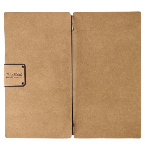 Porta Menu A4 SLIM (17,4x31,8 cm) etichetta PATCH "menu" solo elastico nero ECOMENU NATURALE sp. 0.6