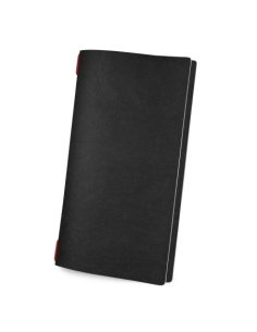 Porta Menu CUSTOM A4 SLIM (17,4x31,8 cm) non stampato - solo elastico rosso - ECO NERO sp. 0.6