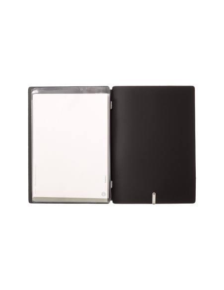 Porta Menu A5 (16,5x23,1 cm) etichetta METAL "menu" 2 buste (4 facciate) elastico nero CHEF NERO