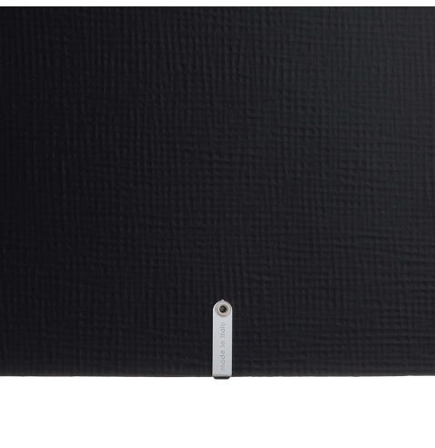 Porta Menu A4 SLIM (17,4x31,8 cm) etichetta METAL "personalizzata" (minimo 18 pezzi) 2 buste (4 facciate) elastico nero CHEF NER