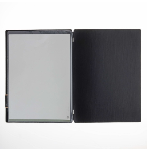 Porta Menu A4 (23,2x31,8 cm) etichetta PATCH "personalizzata" (minimo 18 pezzi) 2 buste (4 facciate) elastico nero CHEF NERO